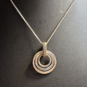 Brighton Rapture Rings Two-Tone Etched Pendant Necklace NWT $58